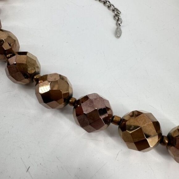 Esmor Bronze Metallic‎ Faceted Beaded Choker Necklace - Picture 2 of 6